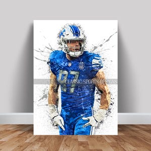 Aidan Hutchinson Poster, Detroit Lions, Canvas Wrap, Wall Art Print, Kids Decor, Man Cave Gift, Sports Art