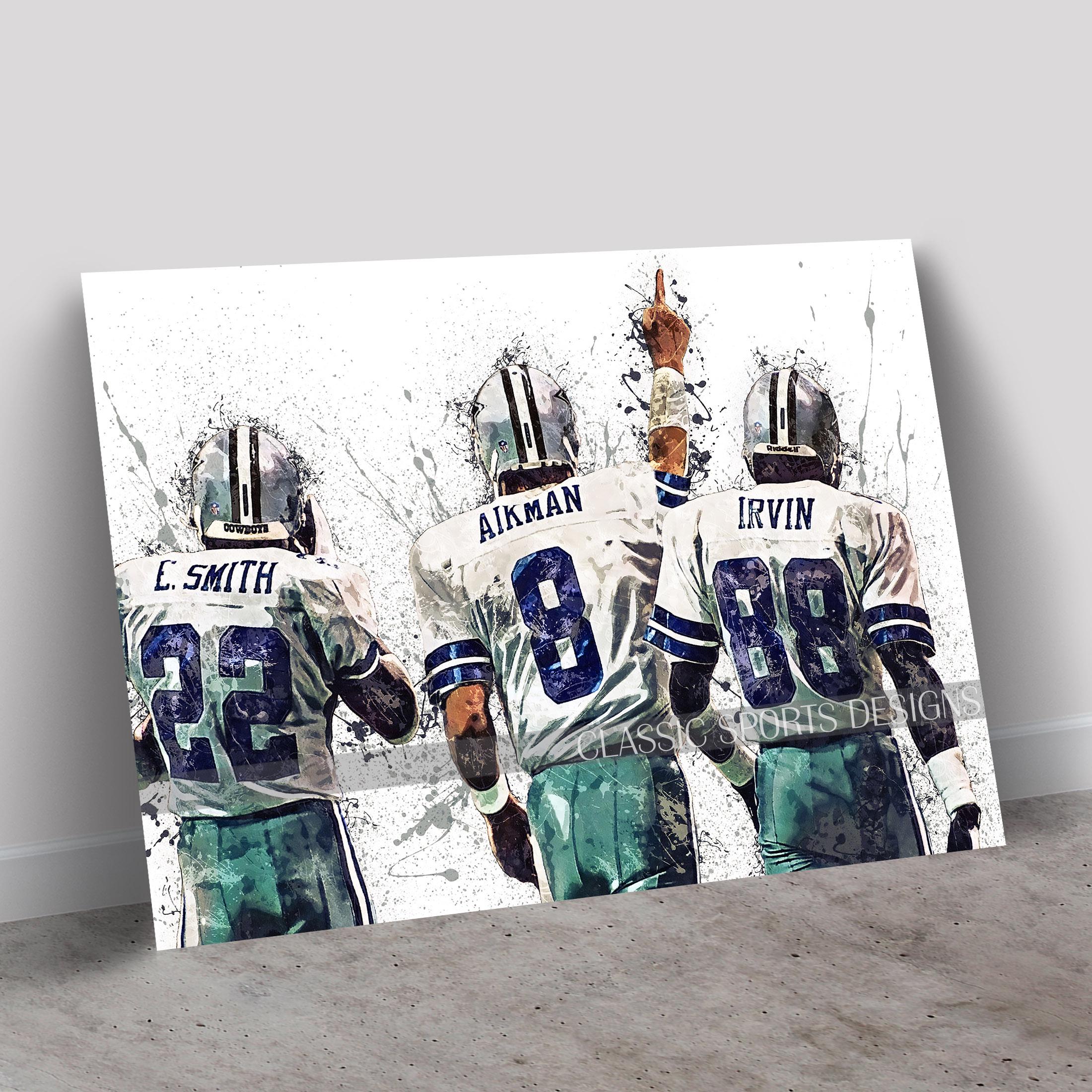 Emmitt Smith Poster, Troy Aikman, Michael Irvin, Canvas Wrap, Wall