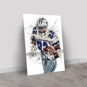 Emmitt Smith Poster, Dallas Cowboys, Canvas Wrap, Wall Art Print, Kids Decor, Man Cave Gift, Sports Art
