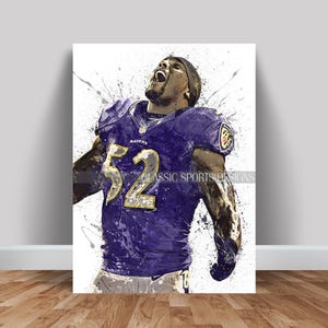 Ray Lewis Poster, Baltimore Ravens, Canvas Wrap, Wall Art Print, Kids Decor, Man Cave Gift, Sports Art
