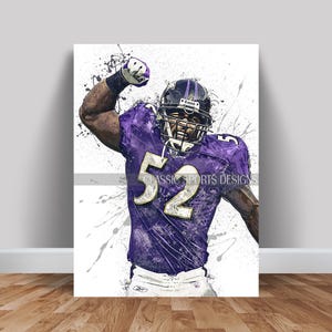 Ray Lewis Poster, Baltimore Ravens, Canvas Wrap, Wall Art Print, Kids Decor, Man Cave Gift, Sports Art
