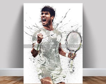 Carlos Alcaraz Poster, Tennis Champion, Canvas Wrap, Wall Art Print, Kids Decor, Man Cave Gift, Sports Art