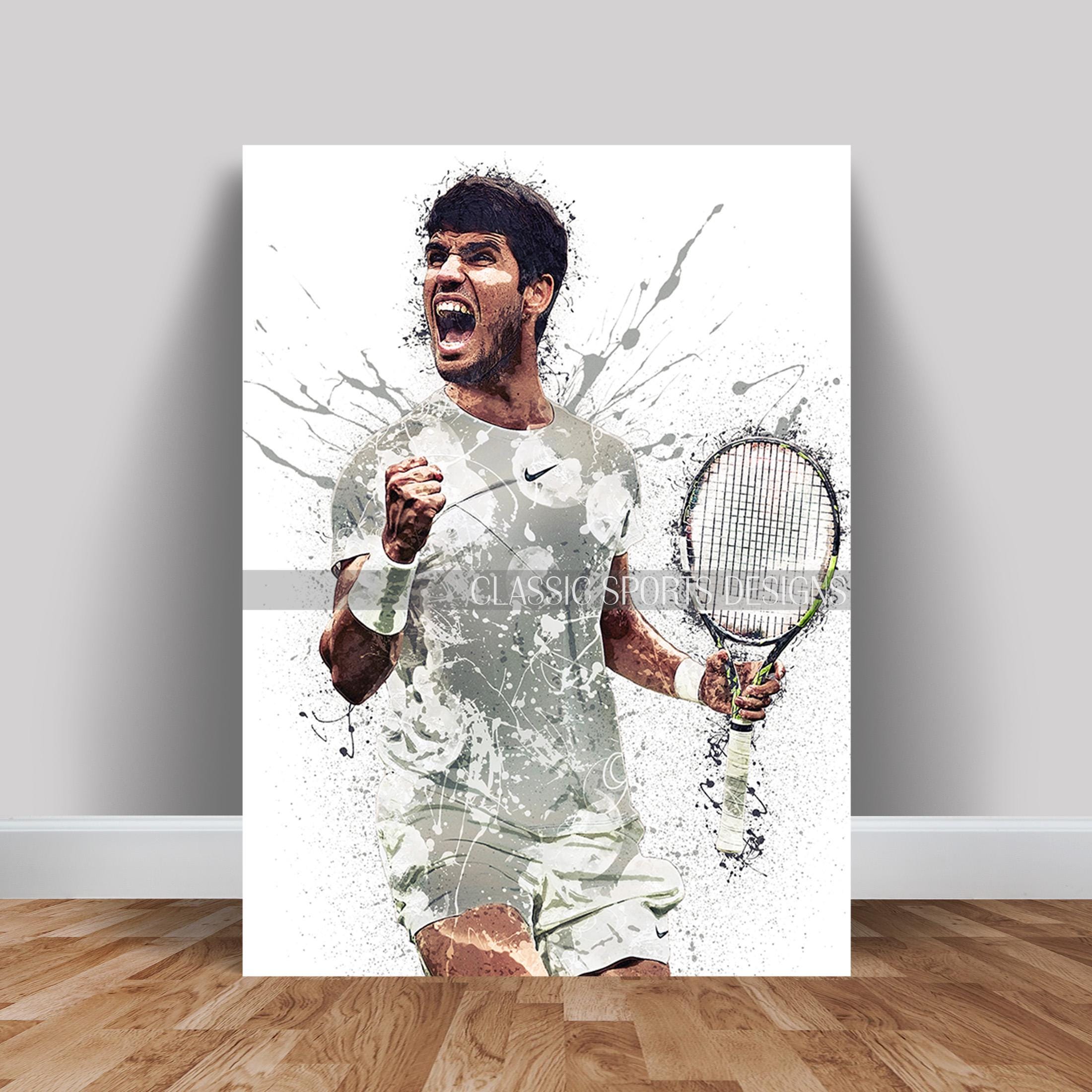 Carlos Alcaraz Poster, Tennis Champion, Canvas Wrap, Wall Art