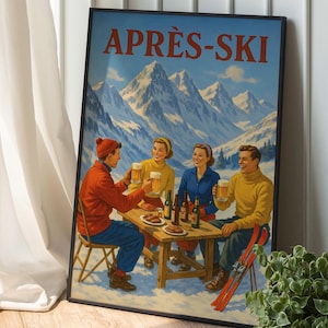 Apres Ski Wall Print, Apres Ski Decor, Vintage Bar Cart, Winter Wall Art, Retro Trendy Wall Print, Preppy Poster, Digital Download