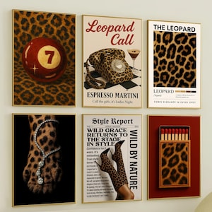 Girly Wall Art Set, Retro Leopard Poster, Leopard Lucky Print, Cheetah Poster, Matchbox Print, Luxurious Wall Arts, Fashionable Poster