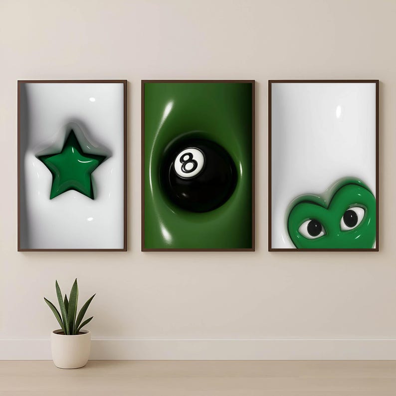 Set of 3 HypeBeast Print, HypeBeast Room Decor, 8 Ball Print, Y2k Apartment Decor, College Apartment, HypeBeast Wall Art,Digital Download image 2