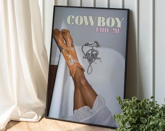 Taylors Cowboy Like Me Print, Dorm Room Decor, Retro Wall Art, Preppy Wall Art, Taylors Print, Swifties Gift, Grunge Poster, Retro Aesthetic