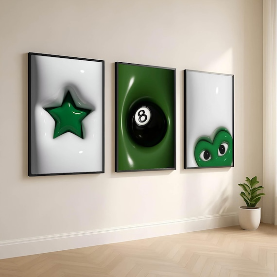 Set of 3 HypeBeast Print, HypeBeast Room Decor,  8 Ball Print, Y2k Apartment Decor, College Apartment, HypeBeast Wall Art,Digital Download