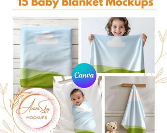 Baby Blanket Mockup Templates for Canva: Nursery Design (Digital Download)