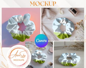 Scrunchie Canva Mockup - Product Display Template, Hair Accessories Mockup (Instant Download)