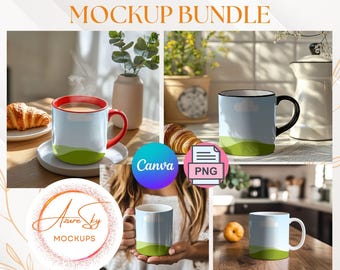 Zweifarbiges Becher-Mockup-Bundle für Canva: 11 Unzen Akzentbecher-Vorlagen (Digitaler Download)