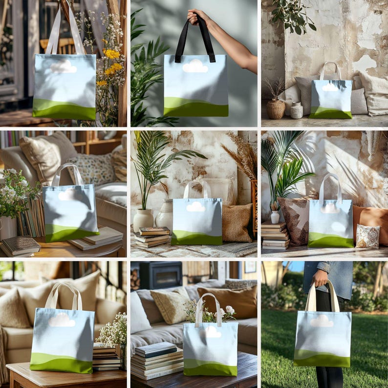 30x Canva Tote Bag Mockup Bundle  Editable Drag & Drop Templates for Print-on-Demand