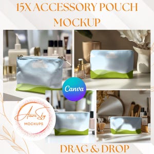 Maqueta de bolsa para accesorios de Canva / Maqueta de bolsa para cosméticos / Maqueta de bolsa con cierre / Producto digital / Plantilla de Canva / Maqueta de anuncio de Etsy