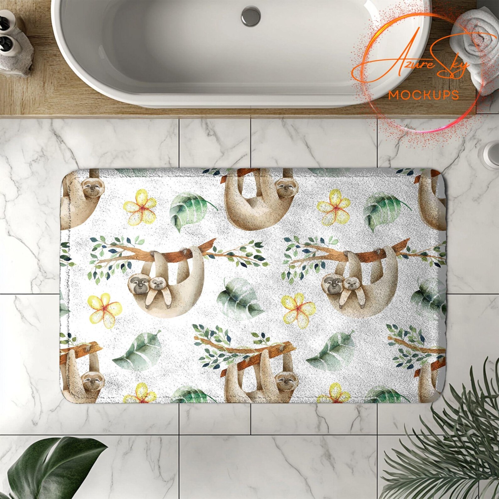 Pri Rugs Templete Bathroom Rug Mockup Bundle for Canva - Editable Interior Floor Mat ...