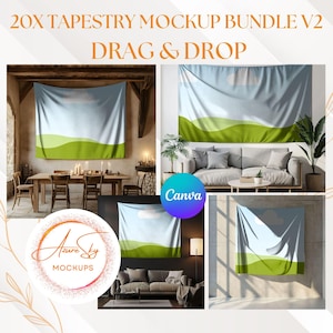 Tapestry Mockup: Boho Wall Hanging Display Template for Canva (Digital Download)
