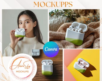 AirPods Pro Case Mockups for Canva - 15 Editable Templates for Customizable Branding (Digital Product)