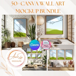50x Canva Wall Art Mockup Bundle | Digitaler Download für Künstler & Designer |Drag and Drop