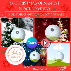 Christmas Ornament Mockup Video for Canva - Editable Holiday Templates for Social Media (Digital Download)