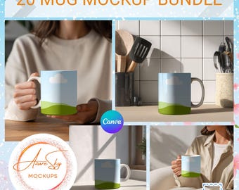 20 Mug Mockup Canva Template Bundle | 11oz & 15oz Mug Mockups