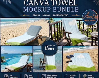 25 Canva Towel Mockup Bundle | Editable PNG Styled Stock Photos (Digital Download)