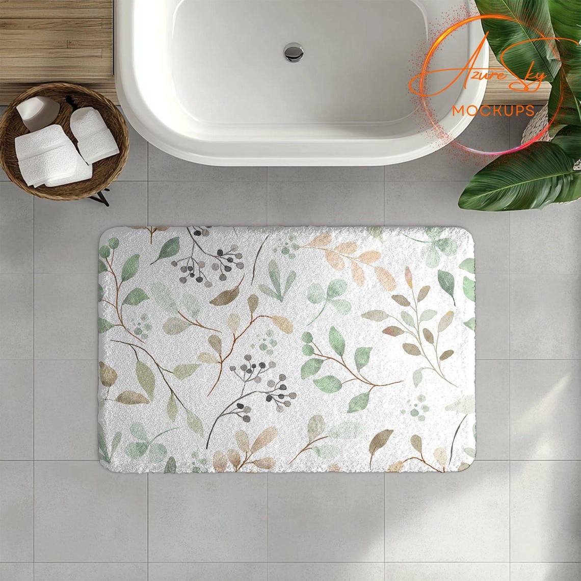 Pri Rugs Templete Bathroom Rug Mockup Bundle for Canva - Editable Interior Floor Mat ...