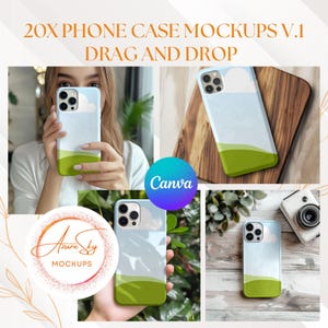 Handyhüllen Mockup Templates für Canva | Digitaler Download | Anpassbare Handyhülle Mockups|Drag and Drop| Bearbeitbare Telefonabdeckungsvorlage