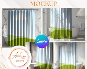 Shower Curtain Mockup Set for Canva: POD Seller Templates (Digital Download)
