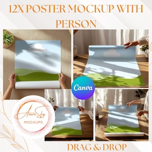 11x Poster Mockup mit Person | Canva Vorlage | Bearbeitbarer digitaler Download für Designer und Kreative|Drag and Drop