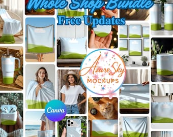 Whole Shop Mockup Bundle | Canva Templates for Mug, Tumbler, Pillow, Rug & Bedding(Digital Download)