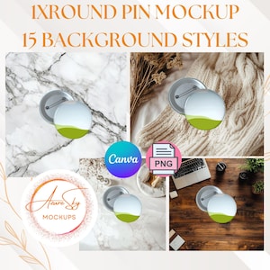 Round Pin Button Mockup Canva Template – Editable Circle Pin Design for Etsy & Print-on-Demand