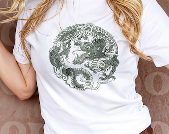 Camiseta con diseño vintage de dragón japonés: Camiseta gráfica Comfort Colors