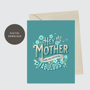 Madre fabulosa, Tarjeta de felicitación imprimible, Descarga digital, Día de la Madre