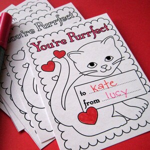 Printable Kitty Valentines to Color image 1