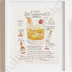 PRINTABLE Old Fashioned Recipe PDF 8x10