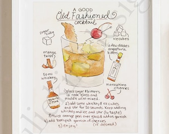 PRINTABLE Old Fashioned Recipe PDF 8x10