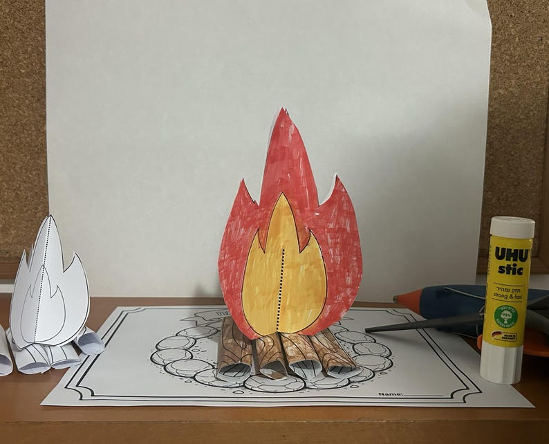 Lag Craft Lag Baomer Craft Printable – 3D Bonfire (2 Sizes) + Crown Craft PDF ...