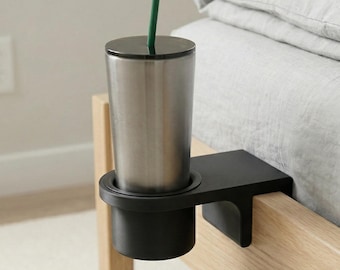IKEA Malm Bed Cup Holder | Minimalist Bedside Drink Holder for Water Bottles and Tumblers | Space Saving Bedroom Accessory