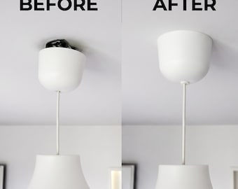 Ceiling Cup Clip Fits IKEA | Pendant Light Canopy Fixer | Sagging Lamp Cord Grip | Hanging Cable Tightener