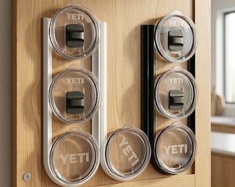 YETI Lid Holder for Cabinet Door | Tumbler Lid Organizer | Space Saving Kitchen Storage | Rambler Lid Rack