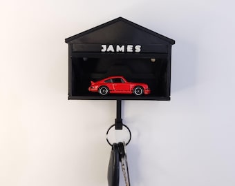 Personalized Garage Key Holder for Hot Wheels, Matchbox Cars, Custom Key Hook, Wall Mounted Display, Gift for Car Lovers