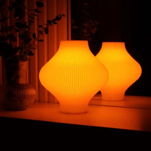 Cozy Orange Table Lamp, Modern Desk Lamp for Home or Office, Bedside Lamp, Eco friendly & Sustainable, Unique Birthday Gift for Girlfriend