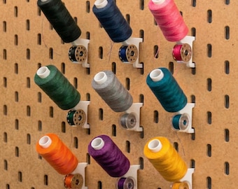 IKEA SKADIS Sewing Thread and Bobbin Holder | 2-in-1 Spool Stand for Pegboard | 3D Printed Craft Room Organizer