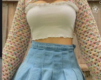 Patrón de mangas de bolero de malla de crochet, ideal para principiantes (patrón PDF)