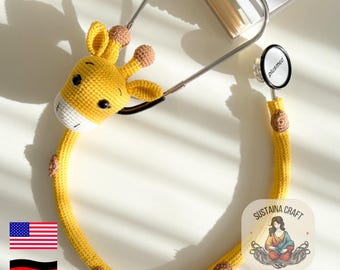 Patrón de funda de estetoscopio de jirafa a crochet: Regalo divertido para el médico (patrón en PDF)