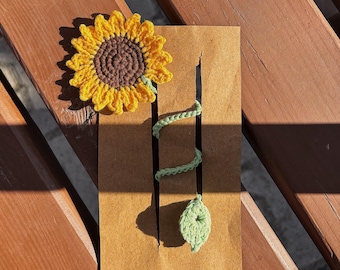 Patrón de marcapáginas de girasol a crochet: Proyecto fácil de hacer (Patrón en PDF)