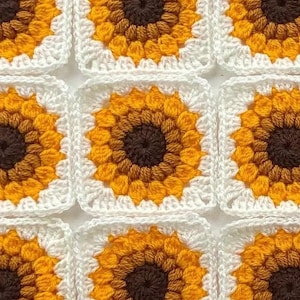 Crochet Sunflower Granny Square Pattern: Easy Boho Tutorial (PDF Pattern)