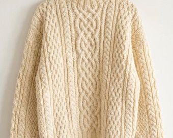 Patrón de suéter unisex de punto trenzado Aran, jersey clásico (patrón PDF)