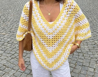 Crochet summer poncho colorful crochet poncho pattern, Summer Granny Stripe Poncho