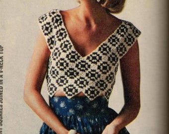 Patrón de top de crochet vintage de abuela: blanco y negro (patrón PDF)