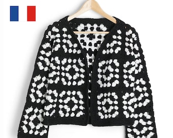 CROCHET PATTERN Granny Square Cardigan | English and French